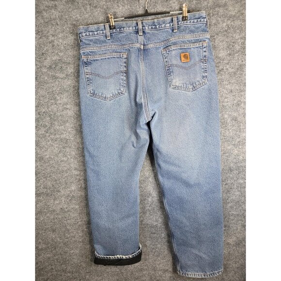 Carhartt B11 Jeans Mens 38x30 Blue Denim Flannel Lined Work Pants Relaxed Fit - Picture 2 of 8